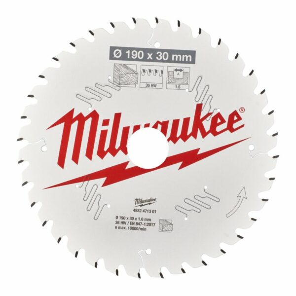 Milwaukee Sirkelsagblad 190x30x1,6x36T Tre