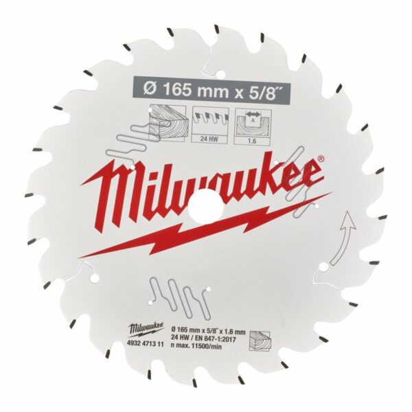 Milwaukee Sirkelsagblad W165x15,87x1,6 x 24T Tre TYNT til batterisirkelsag - Bilde 2