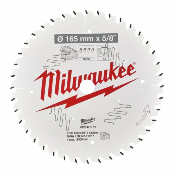 Milwaukee Sirkelsagblad W165x15,87x1,6 x 40T Tre TYNT til batterisirkelsag - Bilde 2