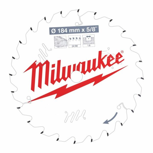 Milwaukee Sirkelsagblad W184x5/8x1,6x24T  TRE - Bilde 2