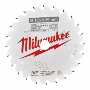 Milwaukee Sirkelsagblad 165x20x1,6x24T Tre TYNT til batterisag