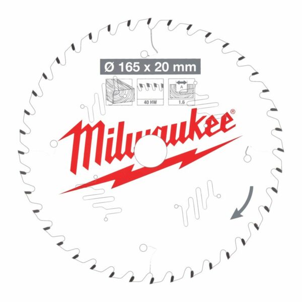 Milwaukee Sirkelsagblad 165x20x1,6x40T Tre TYNT til batterisag - Bilde 2