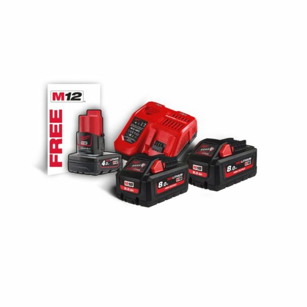 UTGÅTT! Milwaukee Batterisett M18 HNRG-802  2x18V 8,0Ah + hutiglader  BRUK 103344933498616 - Bilde 2